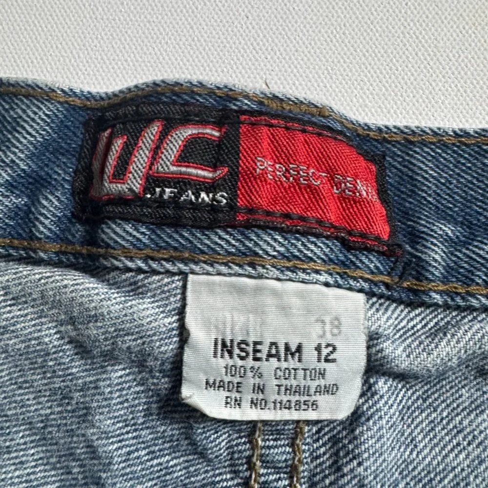 Oversized Denim Long Shorts Low Waist Vintage Size 38 WC Jean Shorts